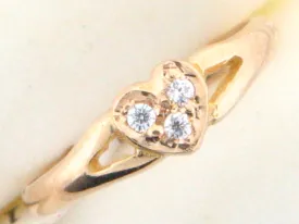 6800 - 19.2k Portuguese Gold Heart Shape C.Z. Kids Ring