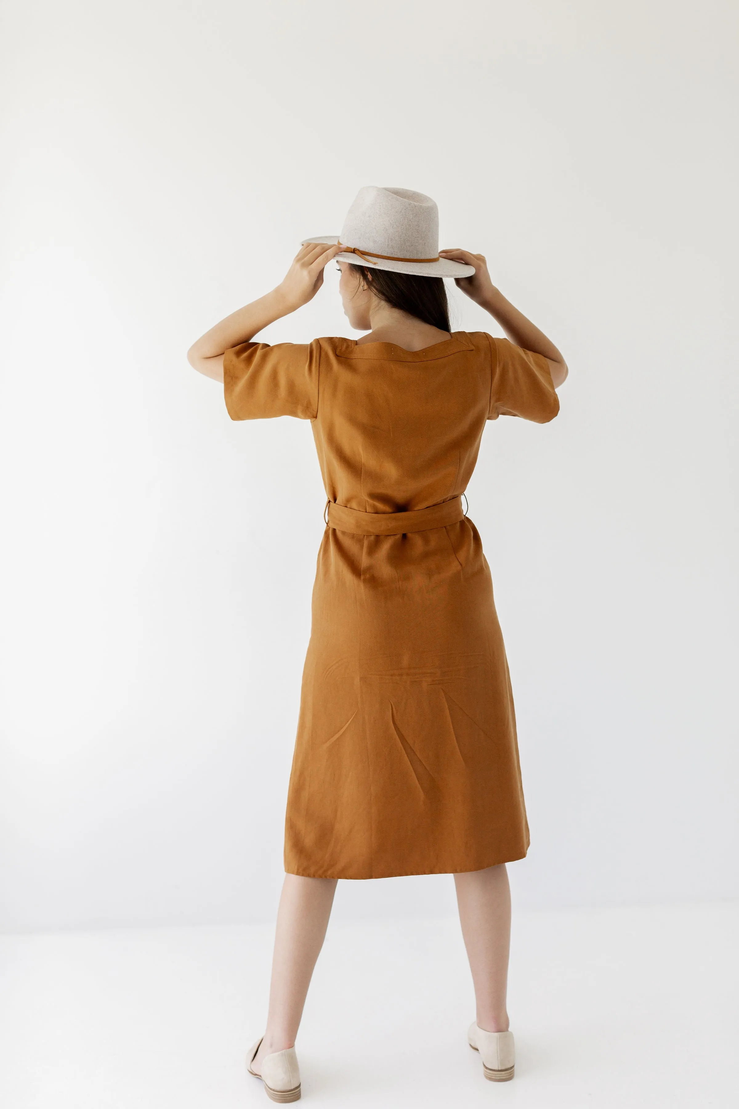 'Bronwyn' Tencel Button Front Belted Dress