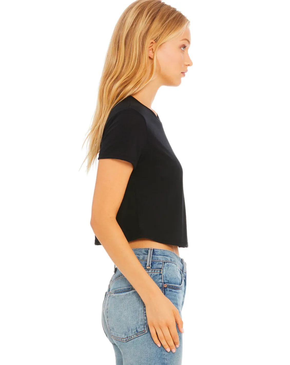 Flowy Cropped shirt [ Poly   Viscose] Black SB2