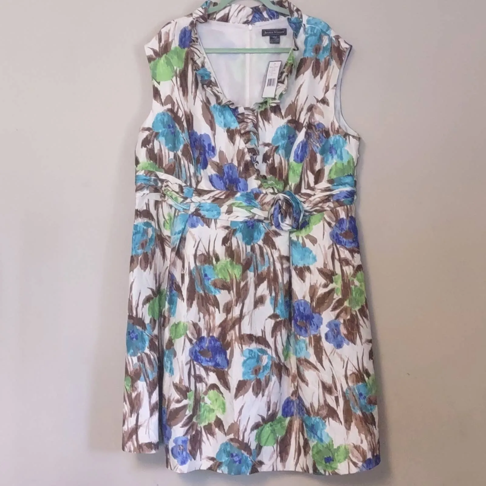 Jessica Howard Sleeveless Shantung Fit and Flare Ruffle Dress