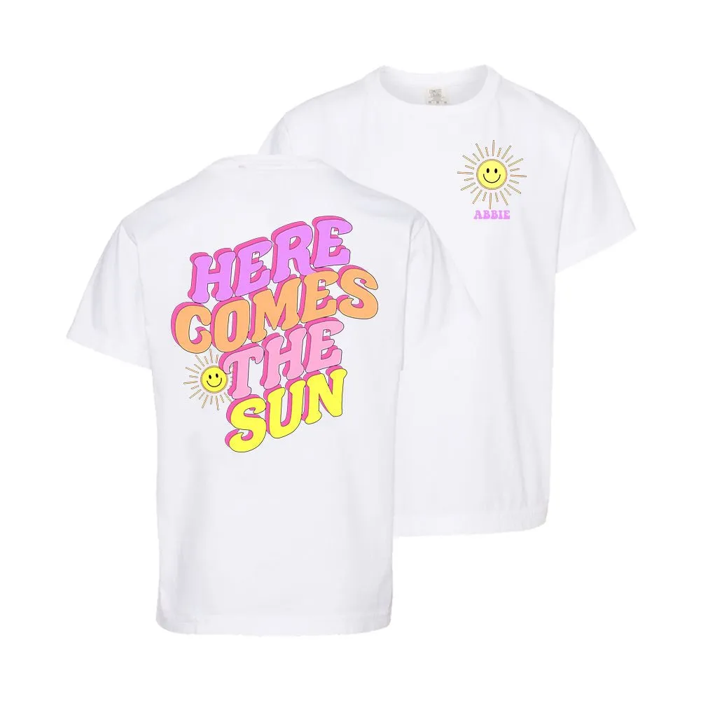 Kids Initialed 'Here Comes The Sun' Front & Back T-Shirt