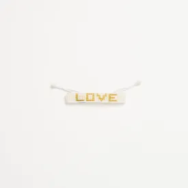 Kids Woven LOVE Bracelet - Pearl/White