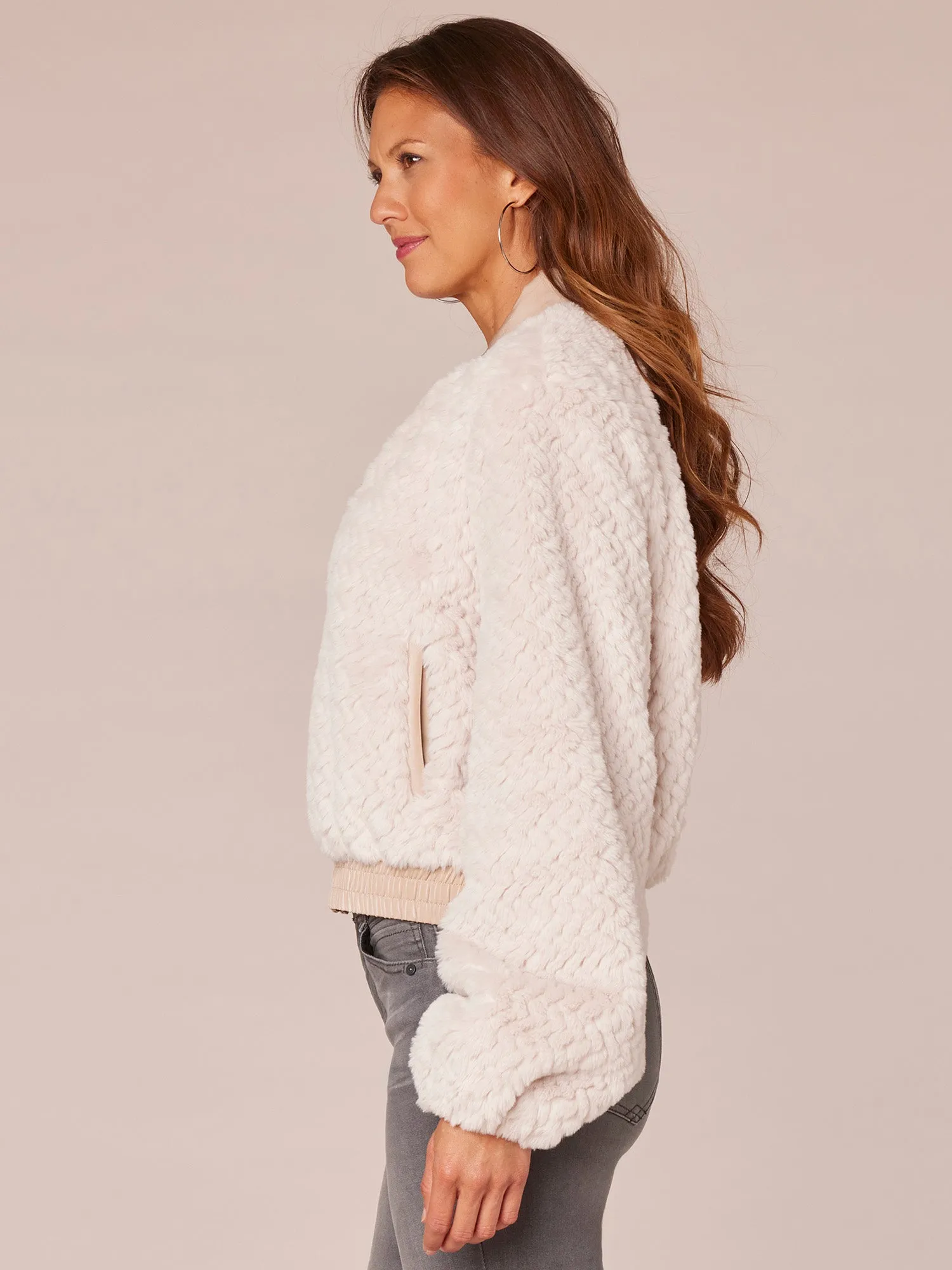 Long Sleeve Mock Neck Zip Front Cropped Bomber Jacket