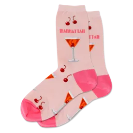 "Manhattan Cocktail "Cotton Dress Crew Socks by Hot Sox - Medium