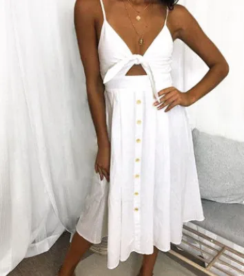 Summer Dresses Sleeveless Backless Strap Long Close-fitting Sheath